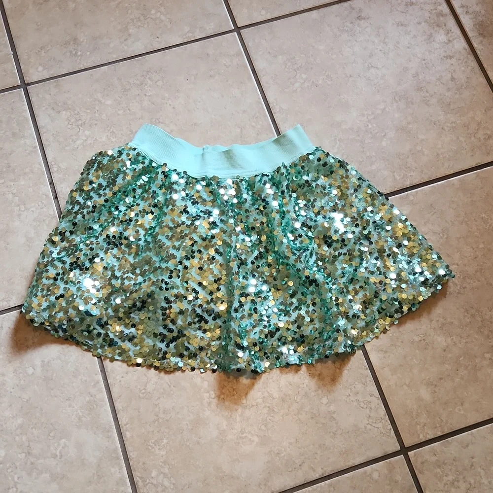 Justice - Green Sequined Skort- Size 10